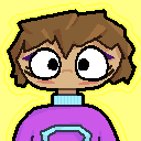 image: the most breadfish pfp ever: a cute little enby with a purple and cyan turtleneck